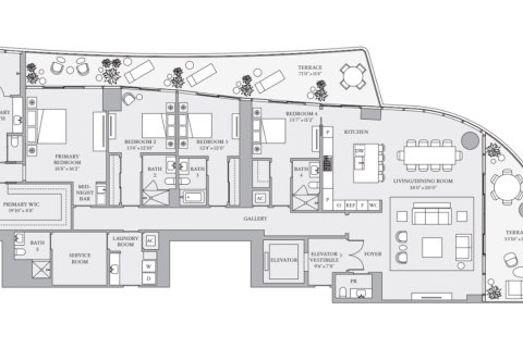Apartment floor plan «4BR-1», 4 bedrooms in St. Regis Brickell
