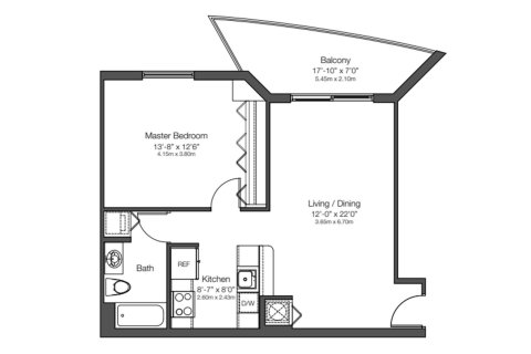 Apartment floor plan «1BR 62SQM», 1 bedroom in 23 BISCAYANE BAY
