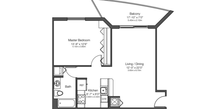 Apartamento en 23 BISCAYANE BAY en Miami, Florida 1 dormitorio, 62 m2 № 102584