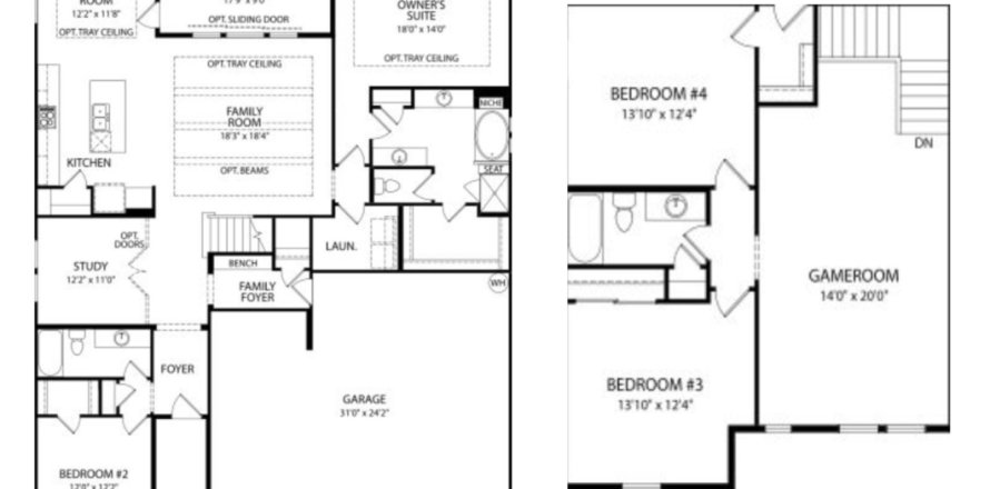 Планировка объекта «House» 4 спальни в ЖК Foxmeadow by Drees Homes