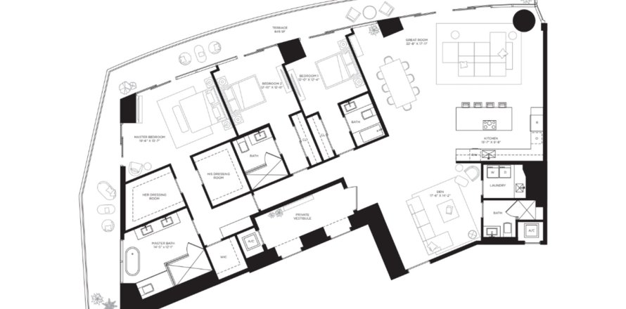 Apartment floor plan «3BR-6», 3 bedrooms in Baccarat Brickell