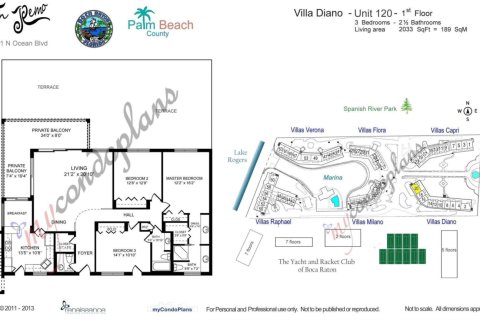 Copropriété à louer à Boca Raton, Floride: 3 chambres, 151.71 m2 № 1172814 - photo 1