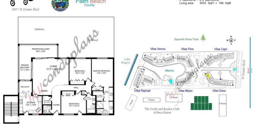 Condo à Boca Raton, Floride, 3 chambres № 1172814