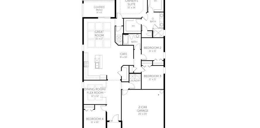 House floor plan «Poinciana Plan», 4 rooms in Cypress Park Estates