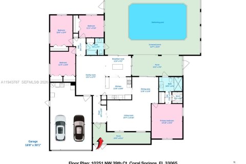 Купить виллу или дом в Корал-Спрингс, Флорида 4 спальни, 189.43м2, № 2061244 - фото 8