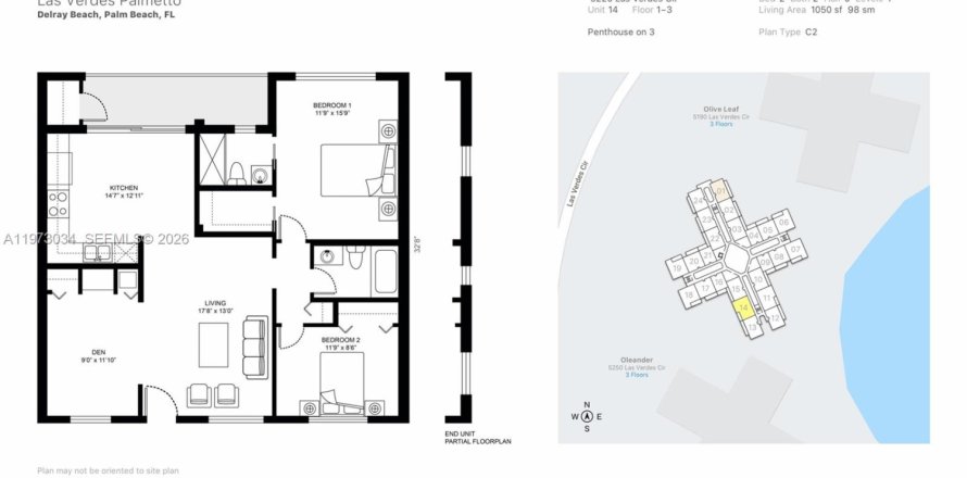 Condominio en Delray Beach, Florida, 2 dormitorios  № 2047145