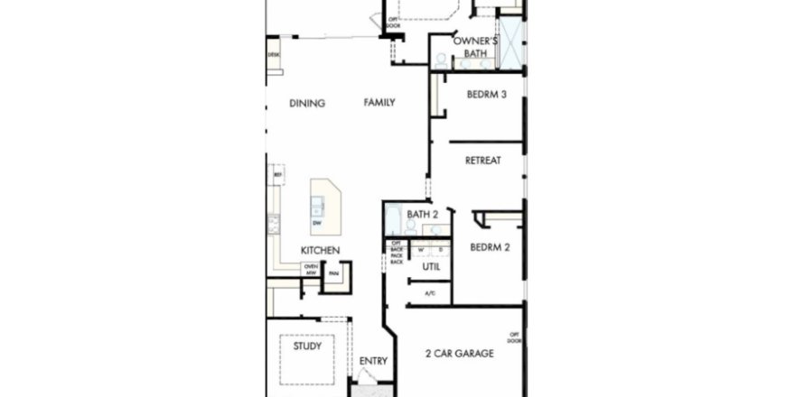 Планировка виллы или дома «House» 3 спальни в ЖК Oak Grove at Silverleaf 50’