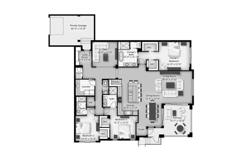 Apartment floor plan «326SQM DANTE», 3 bedrooms in QUATTRO AT NAPLES SQUARE