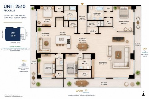 Купить кондоминиум в Майами, Флорида 4 спальни, 284.19м2, № 2086065 - фото 14