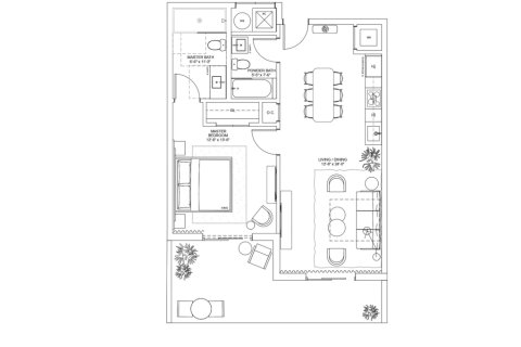 Apartment floor plan «13899 Biscayne Blvd W306», 1 bedroom in NEXO RESIDENCES