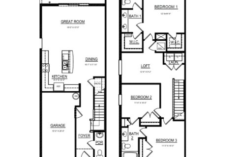 Townhouse floor plan «Townhouse», 3 bedrooms in Braden Pointe