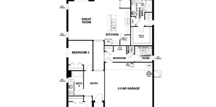 Планировка Виллы или дома «floor 2619 Linda Way at Seasons at Sutton Preserve» 3 комнаты в ЖК Seasons at Sutton Preserve