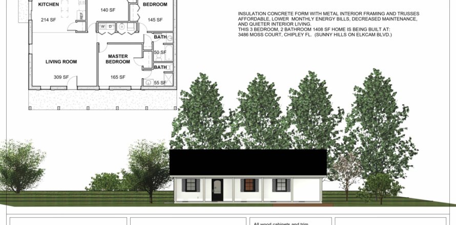 House in Chipley, Florida 3 bedrooms, 130.81 sq.m. № 562282