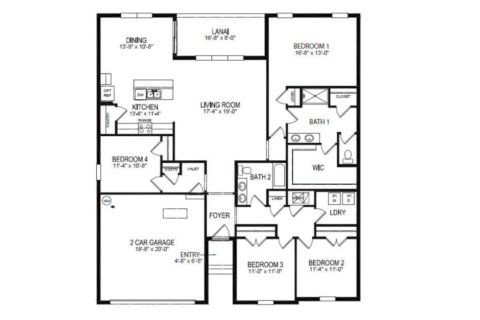 Планировка Виллы или дома «floor 624 Auburn Grove Terrace» 4 комнаты в ЖК Auburn Grove by D.R. Horton