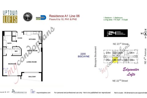 Condominio en venta en Miami, Florida, 1 dormitorio, 72 m2 № 2019769 - foto 12