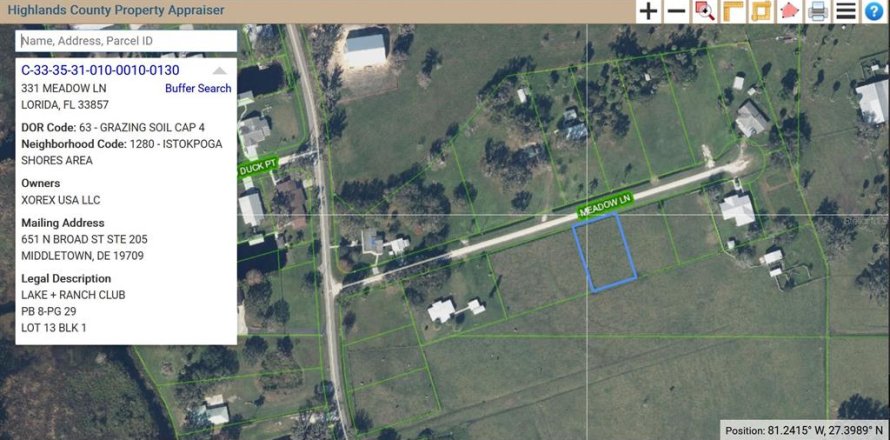Terreno en Lorida, Florida № 1909163