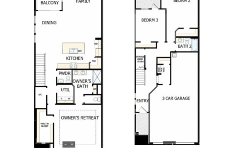 Планировка таунхауса «Townhouse» 3 спальни в ЖК Kettering at eTown - Paired Villas