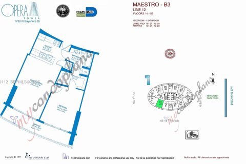 Купить кондоминиум в Майами, Флорида 1 спальня, 73.49м2, № 2008661 - фото 21