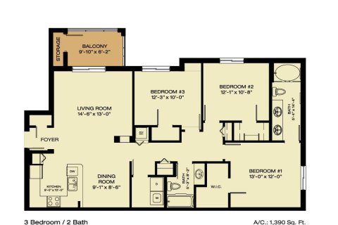 Снять в аренду кондоминиум в Уэст-Палм-Бич, Флорида 3 спальни, 138.7м2, № 1183055 - фото 1