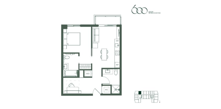 Property floor plan «Apartment», 1 bedroom in 600 MIami Worldcenter