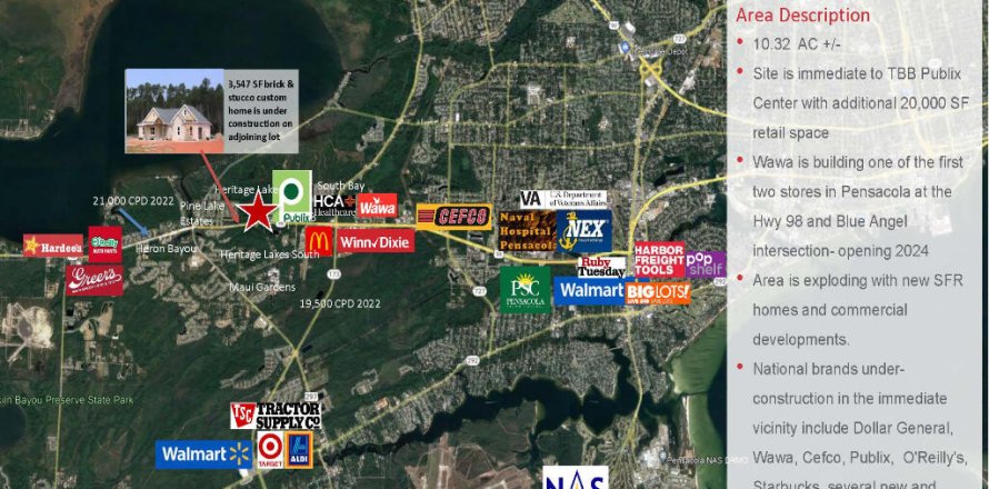 Immobilier commercial à Pensacola, Floride № 558052