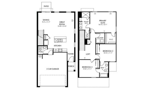 Townhouse floor plan «708 Legacy Drive», 3 rooms in Union Square by Meritage Homes
