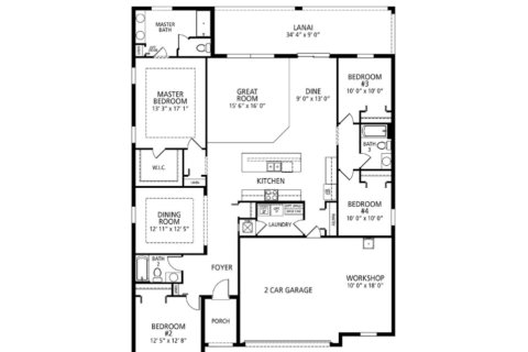 House floor plan «House», 4 bedrooms in Sugarmill Woods