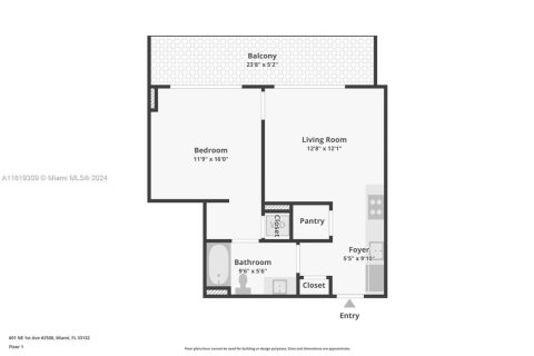 Condo in Miami, Florida, 1 bedroom  № 2279043 - photo 3