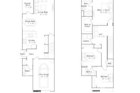 Townhouse floor plan «floor St. Kitts II», 3 rooms in Townes at Veridian