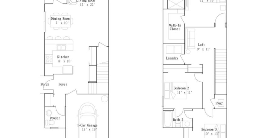 Планировка Таунхауса «floor St. Kitts II» 3 комнаты в ЖК Townes at Veridian