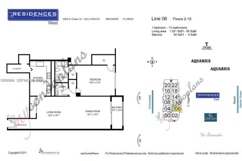 Купить кондоминиум в Холливуд, Флорида 1 спальня, 94.85м2, № 2043464 - фото 3