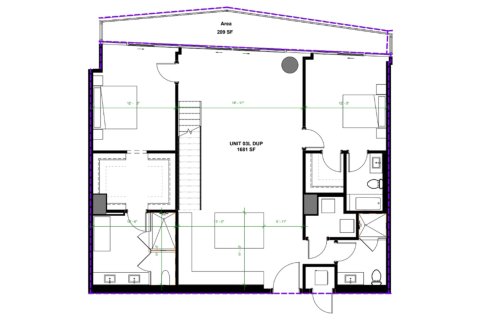 Планировка Дуплекса «2BR-1» 2 спальни в ЖК Baccarat Brickell