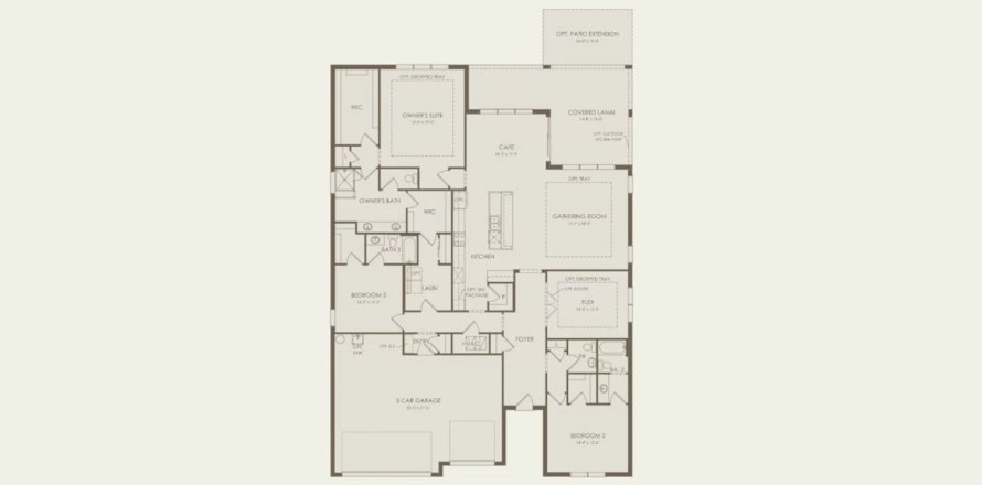 Планировка таунхауса «261SQM RENOWN» 3 спальни в ЖК ESTATES AT LAKEVIEW PRESERVE