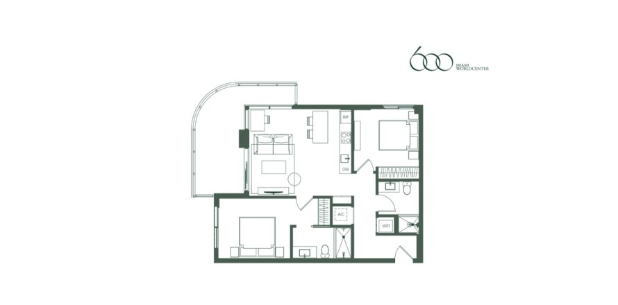 Property floor plan «Apartment», 2 bedrooms in 600 MIami Worldcenter