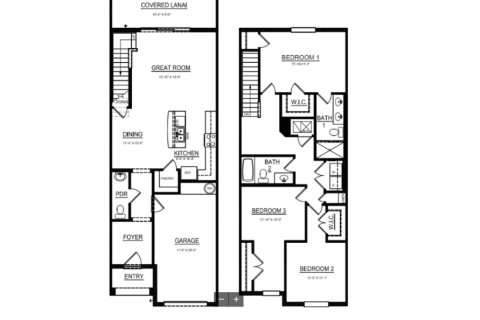 Townhouse floor plan «Townhouse», 3 bedrooms in Woodleaf Hammock at Lakewood Ranch