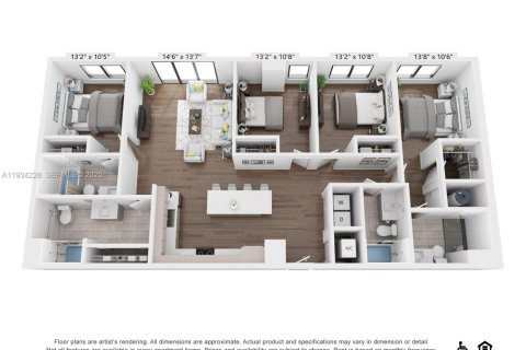 Снять в аренду квартиру в Майами, Флорида 4 спальни, 153.57м2, № 1992462 - фото 1